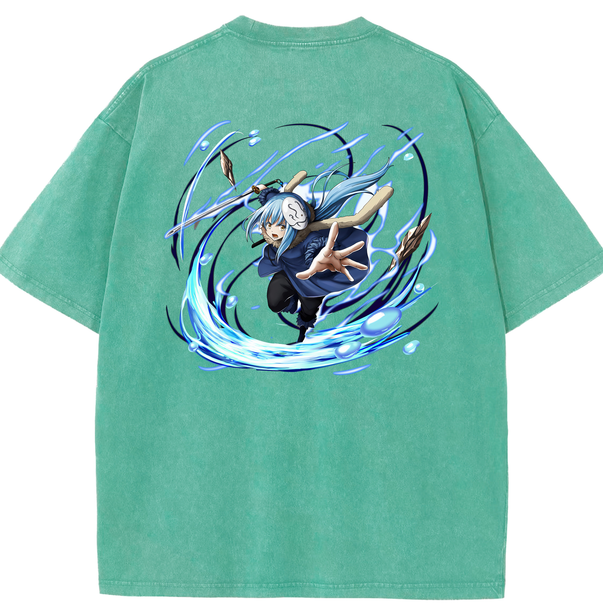 （画像用） 転スラ Regarding Reincarnated to Slime 綿100% ヴィンテージ風 半袖Tシャツ（背面プリント）